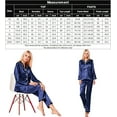 thumbnail image 5 of Women's Pyjama Set Long Sleeve Pyjamas Silk Satin Pjs Soft Button Down Sleepwear Set Loungewear, 5 of 5
