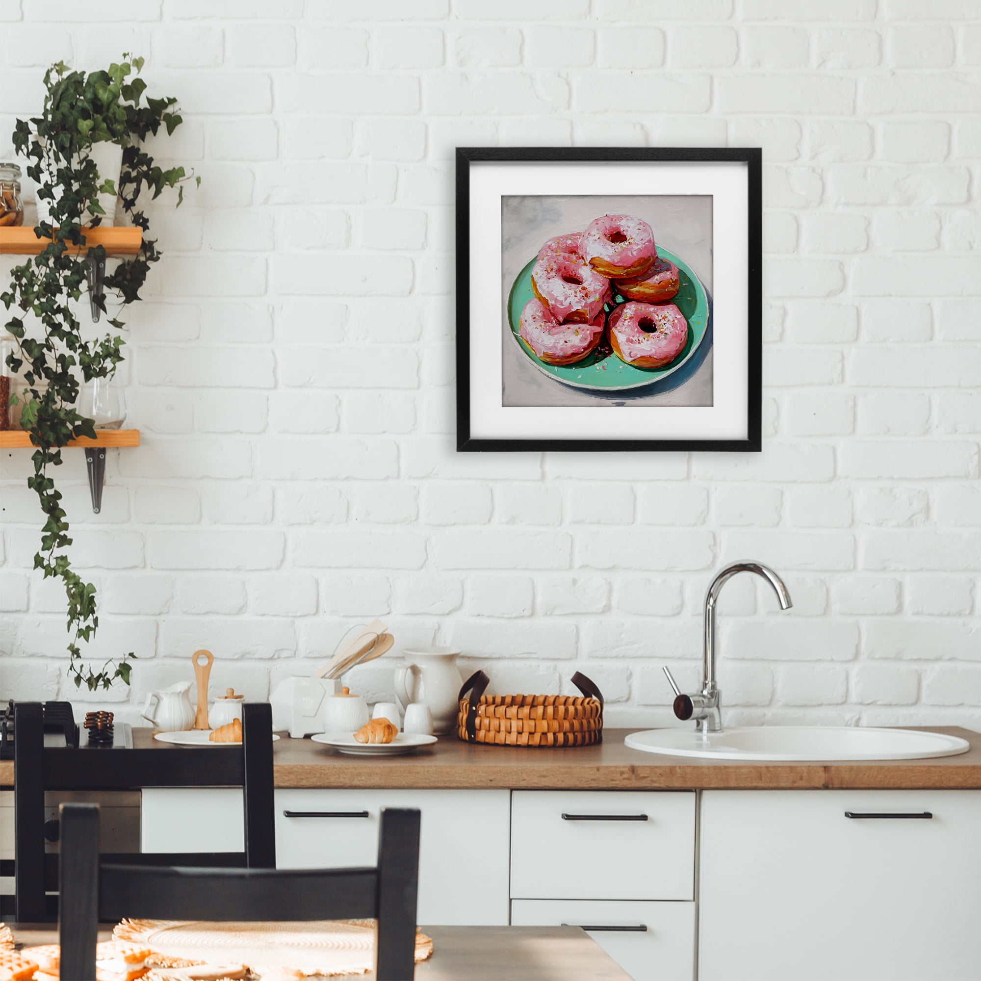 Stupell Industries Pink Frosted Donuts Black Framed Print Under Glass, design by Tina LeCour