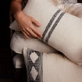 thumbnail image 6 of PILLOWPIA Hugh Lumbar Pillow Cover 12x20 - Slub Cotton Chevron Pattern on Both Sides, Cream, Brass Zipper & Logo Pull, Signature Poppy Tape, 6 of 9