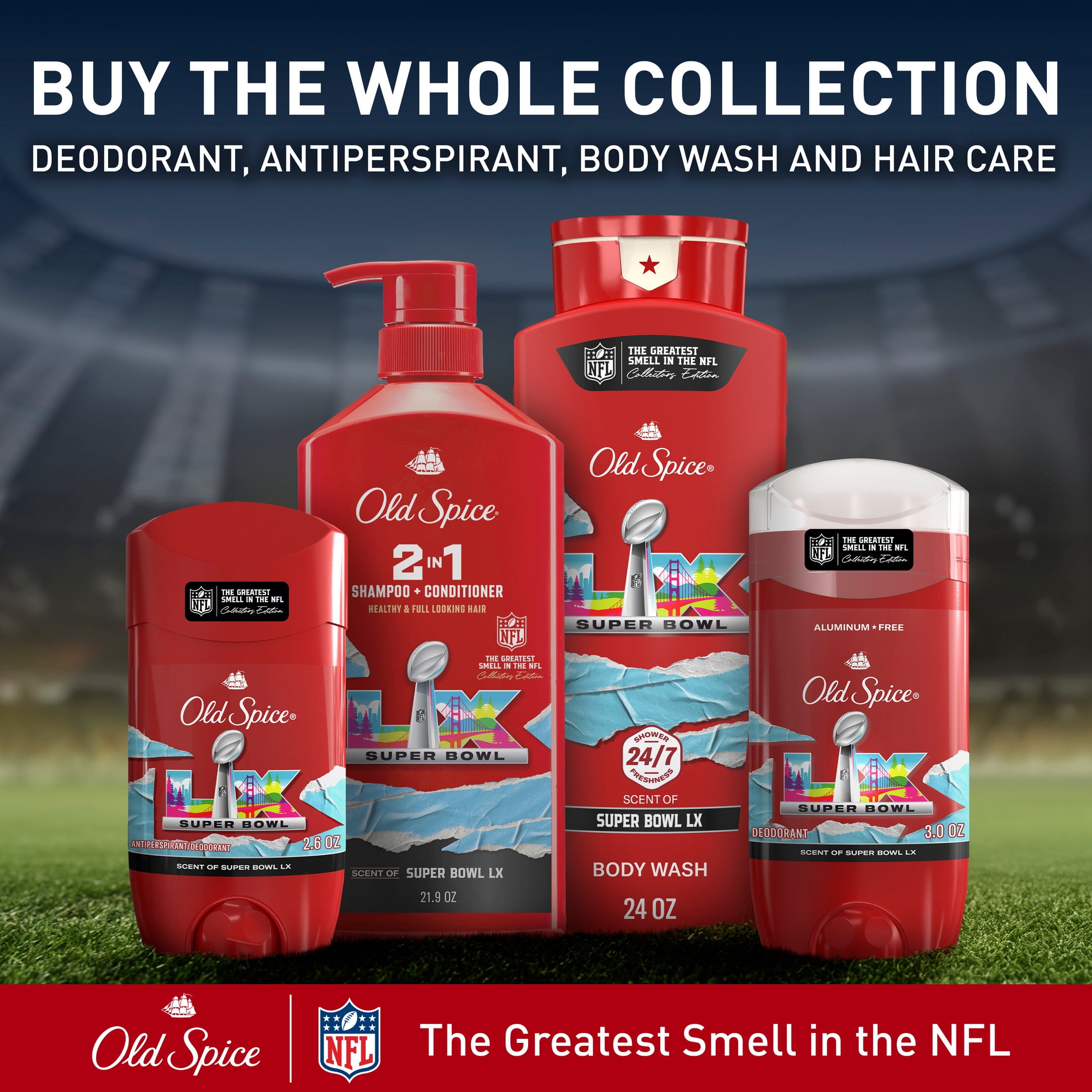 (2 pack) Old Spice Antiperspirant, Super Bowl LX, 2.6oz