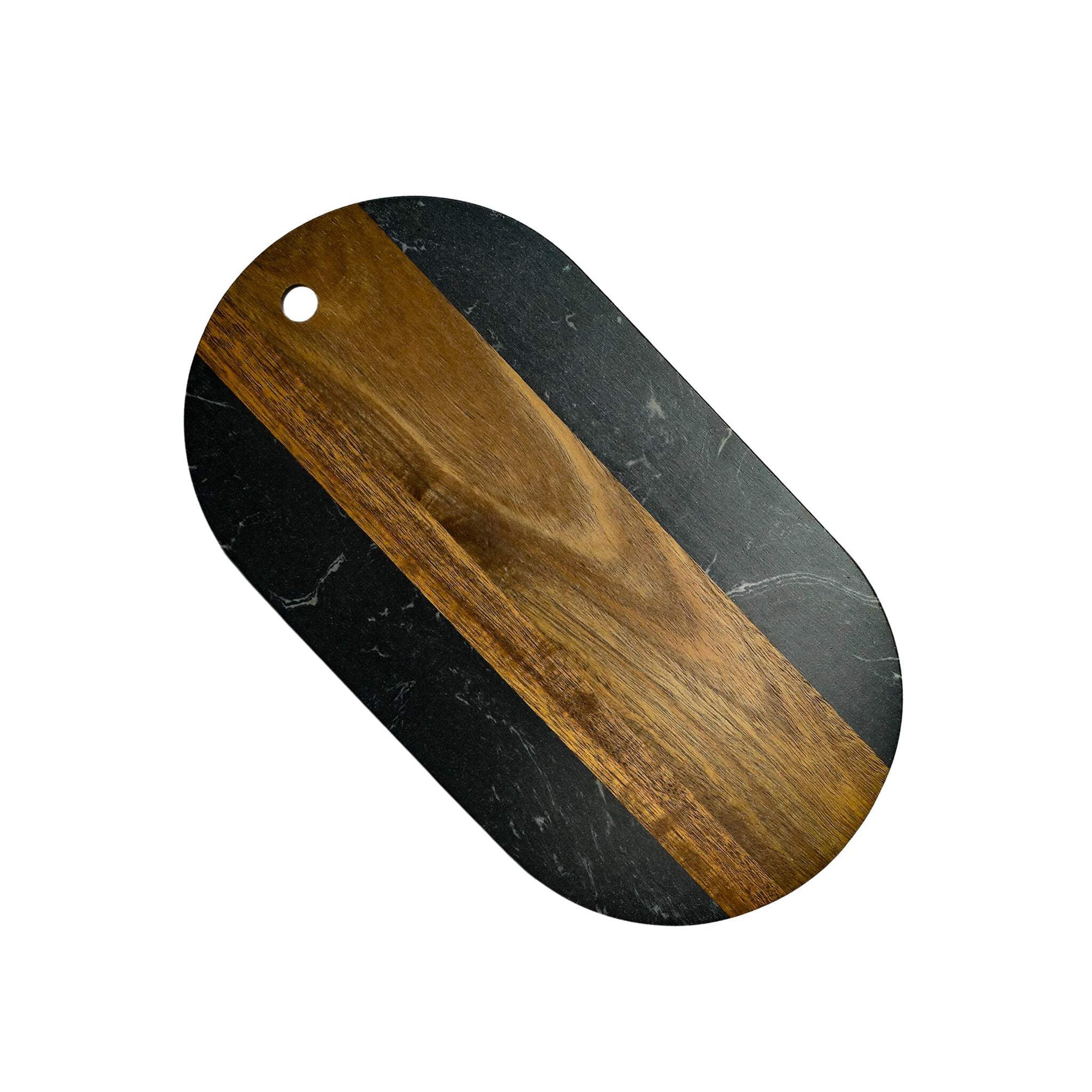 Black Marble/Acacia Wood Oval Board