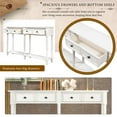 thumbnail image 6 of 58" Wood Console Table, Narrow Sofa Table with 2 Storage Drawers and Bottom Shelf, Vintage 2-Tier Entryway Table for Living Room Bedroom Hallway (Ivory White), 6 of 7
