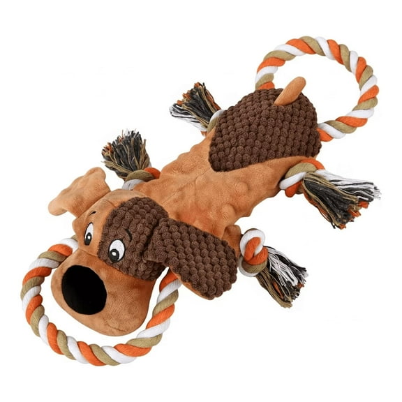 Durable Dog Rope Toy with Plush Squeaky Puppy, Interactive Tug and Chew Toy for Small and Medium Dogs, Soft Texture for Training & Play