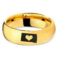 thumbnail image 2 of Tungsten South Dakota The Mount Rushmore State Heart Band Ring 7mm Men Women Comfort Fit 18k Yellow Gold Dome Polished, 2 of 4