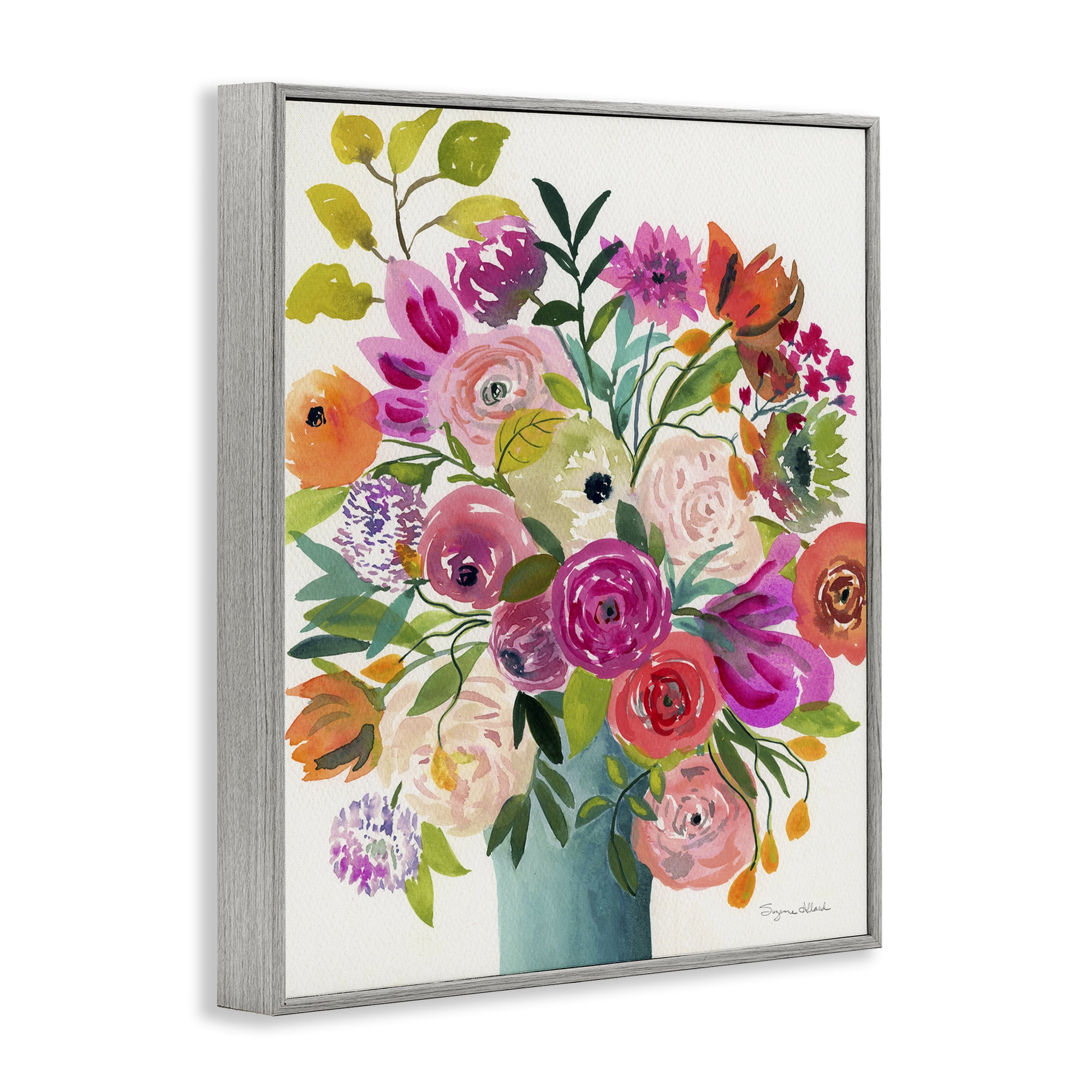 Stupell Industries Jewel Of Summer Bouquet Gray Framed Giclee Art, design by Suzanne Allard