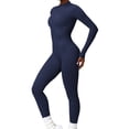 thumbnail image 5 of Women Yoga Jumpsuits One Piece Workout Ribbed Long Sleeve Rompers Female Sport Exercise Jumpsuits, 5 of 8