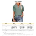 thumbnail image 5 of Blusa de manga abombada Cuello en V Hueco Color puro Slim Fit Blusa casual de manga corta para mujer Mujer Verde oscuro S, 5 of 5