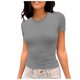 thumbnail image 1 of Camiseta de manga corta ajustada y moderna para mujer: corte ajustado y sexy, versátil con vaqueros/pantalones cortos, tejido suave para el verano, talla real, lavado en frío., 1 of 6