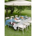 thumbnail image 3 of Outdoor Tablecloth with Umbrella Hole and Zipper, Blue Snowman Christmas Rectangle Table Cloth 52x70 Inch Waterproof Tablecloth, Xmas Tree Green Snowflake Picnic Table Cover for Patio Camping, 3 of 7