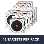 Ez Aim 8 Inch. Square Bullseye Shooting Paper Targets, 12-Pack, Black