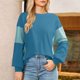 thumbnail image 5 of Hfnxid Womens Loose Fit Sweatshirts Long Sleeve Striped Crewneck Tops Comfy Casual Pullover Fashion Sweetwear Tshirts Blue,S, 5 of 7