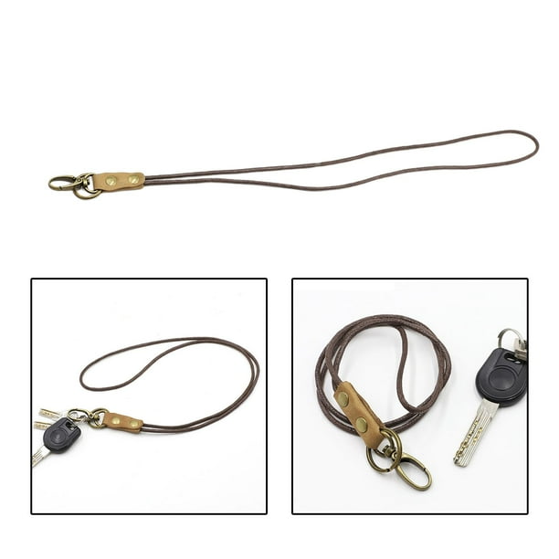 Llaveros de cordón de cuero, correa de cordón para el cuello con cierre de metal, para llaves, tarjetero, silbato, , marrón Salvador Correa de cordón