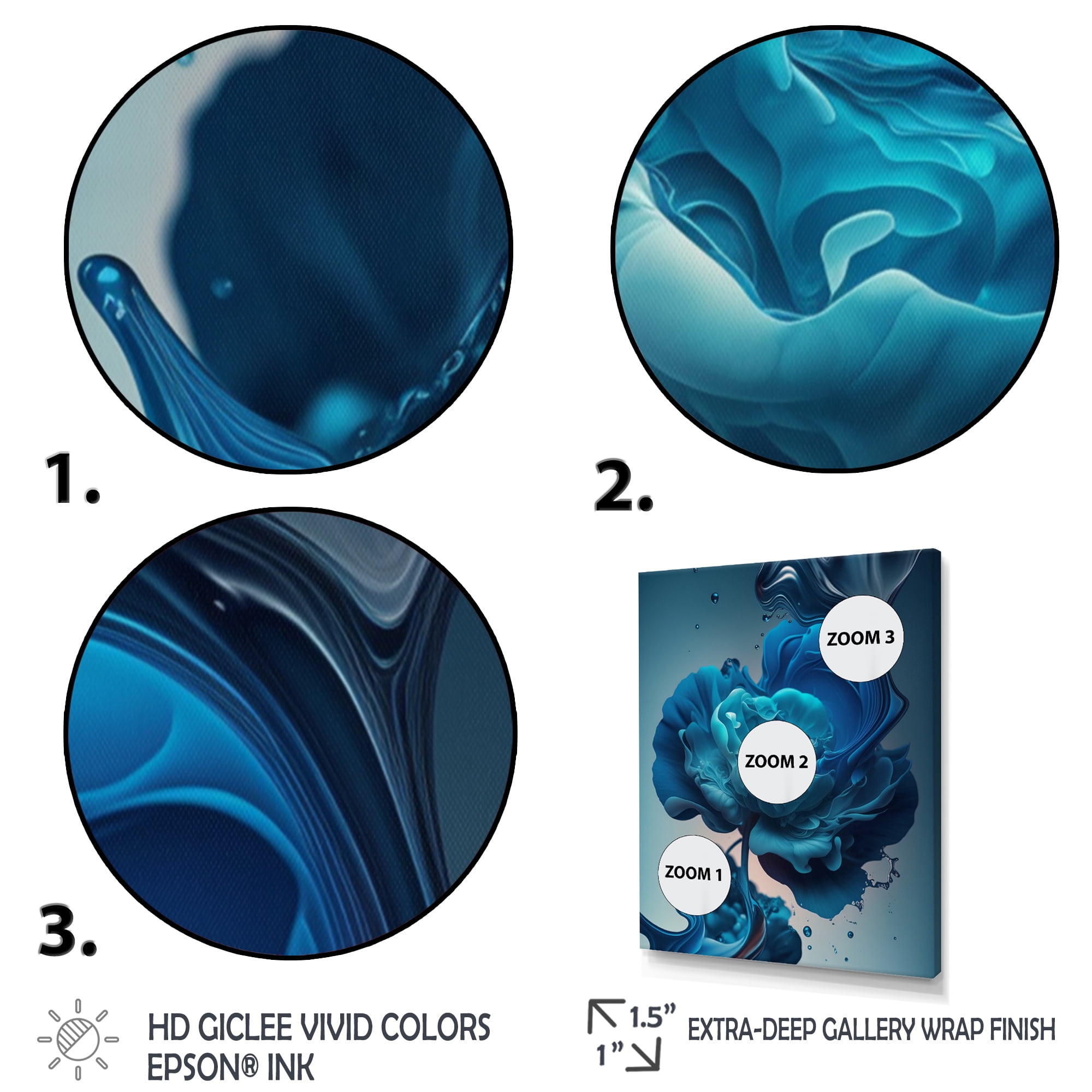 Designart Rose Blue And White I Canvas Wall Art