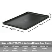 MidWest Homes for Pets 42-Inch Replacement Pan, Measures 41.3 x 27.75 x 1 Inches, Universal Leak-Proof Tray for Dog Crates & Multi-Purpose Use, Fits Most Standard 42 Wire Crates