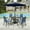 Blue, variant on Sophia & William 6-Piece Outdoor Patio Dining Set with 9ft Beige Umbrella, Metal Steel Square Table & 4 Textilene Chairs Patio Set,Brown