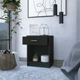 thumbnail image 6 of Knubmt Nightstand with 1 Drawer and 1 Open Shelf, Wood Beside Table for Home, Bedroom, Black, 6 of 7