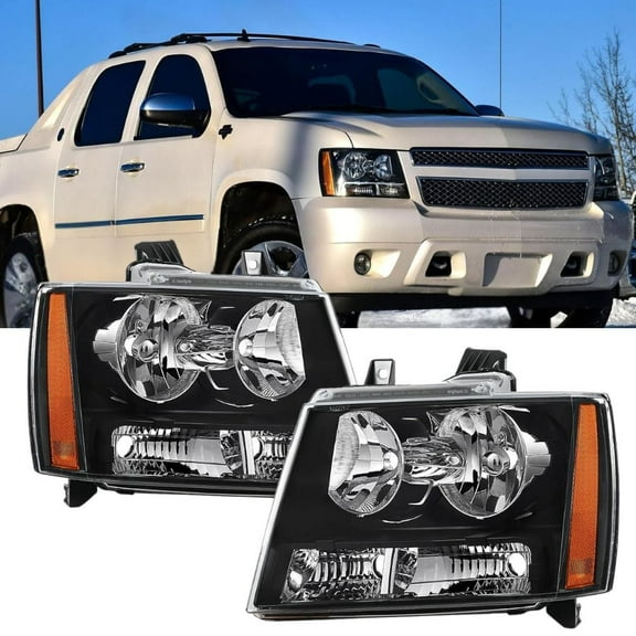 Nilight Headlight Assembly for 2007 2008 2009 2010 2011 2012 2013 2014 Chevy Avalanche Tahoe Suburban 1500 2500 Replacement Headlamp Bumper Lamp Set Black Housing Amber Reflector