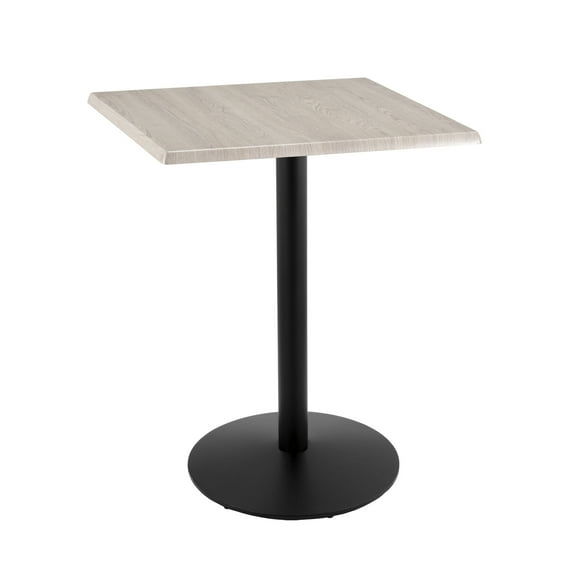 Indoor/Outdoor 42" Tall OD214 Black Table Base with 22" Diameter Foot and 30" x 30" Square Indoor/Outdoor White Ash Top by the Holland Bar Stool Co.