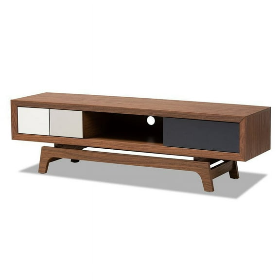 Bowery Hill Mid-Century 3-Drawer Wood TV Stand in Brown