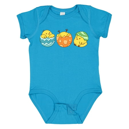 

Inktastic Cute Easter Chicks Hatching from Decorated Eggs Gift Baby Boy or Baby Girl Bodysuit