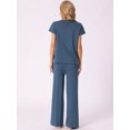 thumbnail image 3 of DARING DIVA Women's 2-Piece Short Sleeve Tops Wide Leg Pants Sets XS Blue, 3 of 5