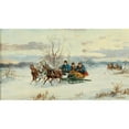 thumbnail image 2 of Alfred Steinacker 14x10 Gold Ornate Wood Frame and Double Matted Museum Art Print Titled - Hunting in Winter Landscape, 2 of 4