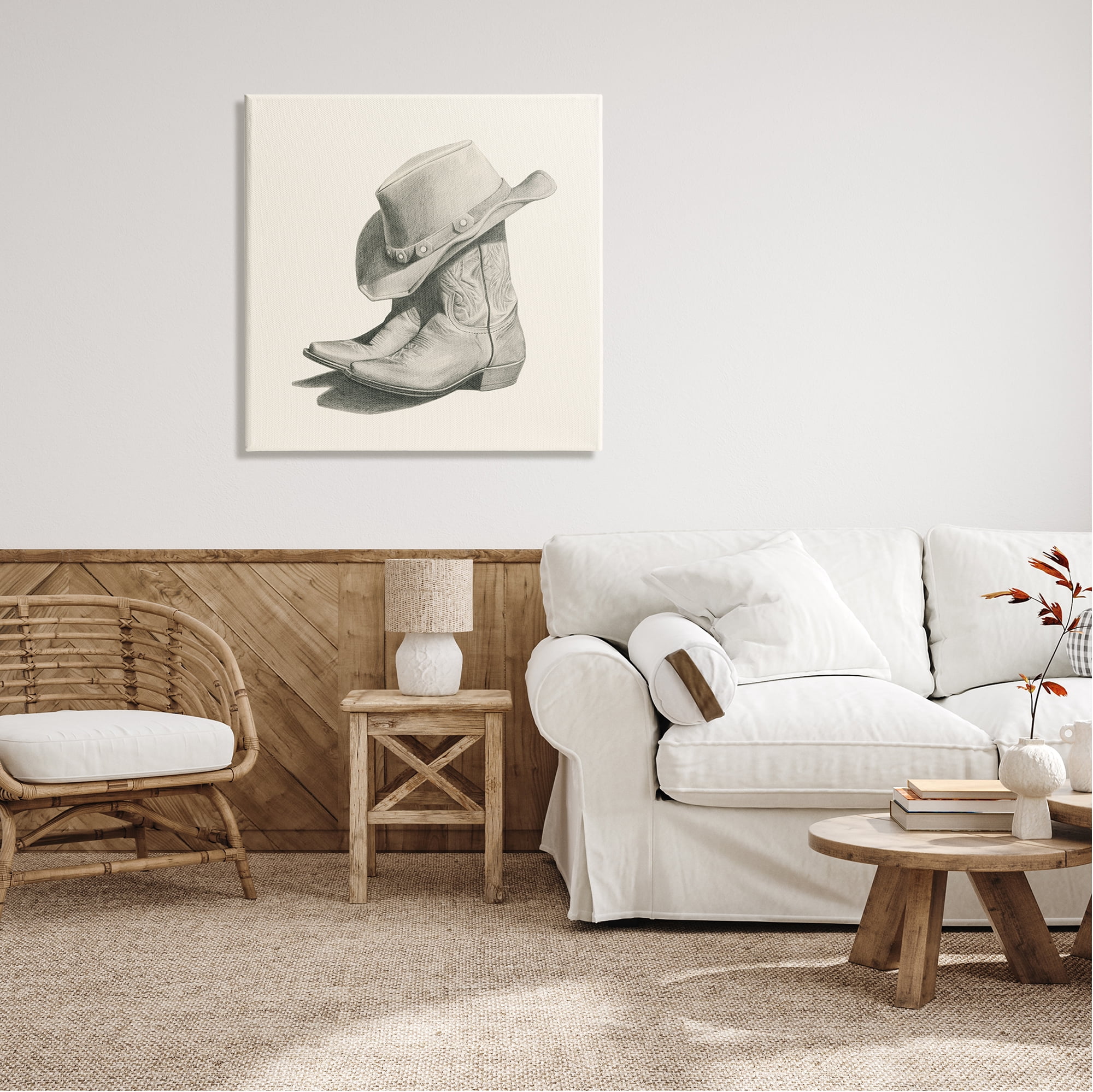 Stupell Industries Cowboy Boots Drawing Beauty & Fashion Drawing Gallery Wrapped Canvas Print Wall Art, 30 x 30