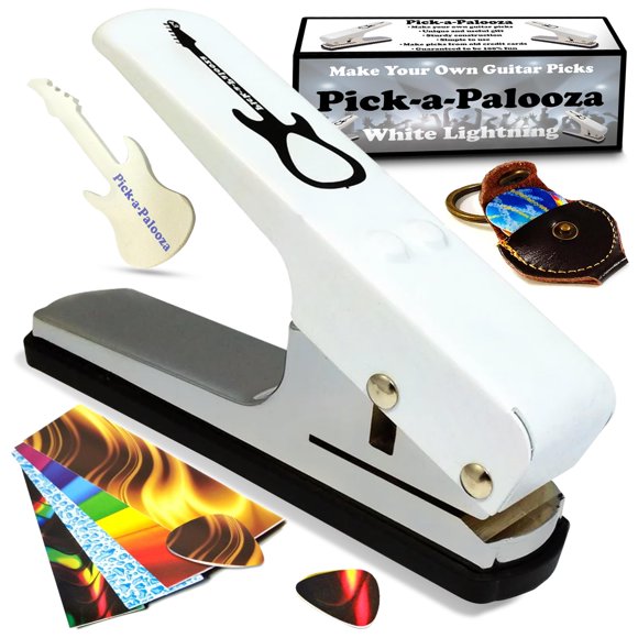 Pick-a-Palooza Perforateur de Médiator de Guitare Bricolage - le Fabricant de Médiator de Guitare de Qualité Supérieure et un Porte-Médiator Porte-Clés en Cuir - Coffret Cadeau - W