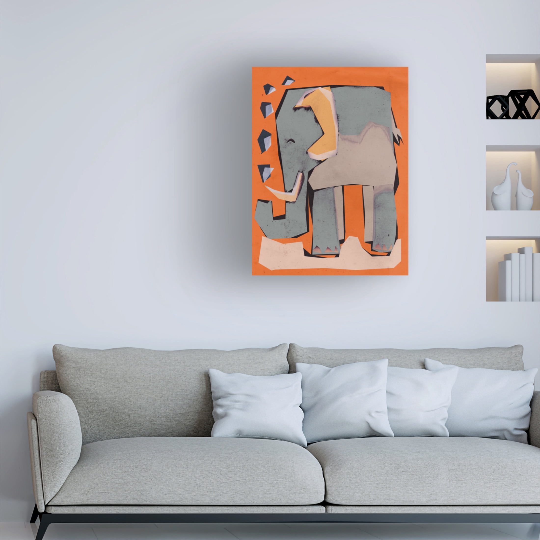 Canvas Wall Art - Treechild 'Happy Elephant' Wall Art for Living Room, Bedroom, or Office D?cor by Trademark Fine Art - 14 x 19 Inches