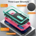 thumbnail image 4 of SaniMore for iPhone 14 Pro 6.1" 2022 Hybird Case, Rugged PC Back Shockproof TPU Shell Metal Hidden Kicksatnd Drop Resistant Anti-slip Heavy Duty Protective Case for iPhone 14 Pro 6.1", Rose+Mint, 4 of 8