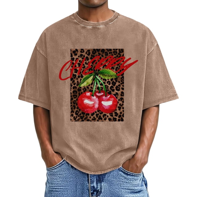 Distressed Graphic Print Washed Tee for Everyday Casual Wear Men T Shirts with Fashionable Design and Artwork