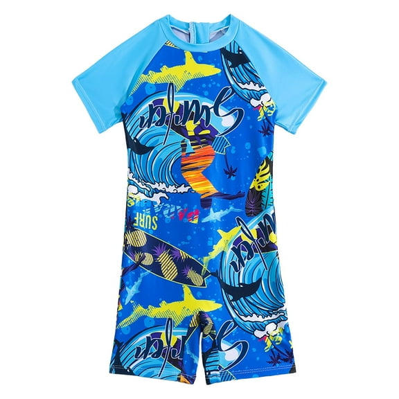 Akiihool Boy Swimsuit Boys Swimsuit Rash Guard One Piece Surfing Suit for Kids (Blue,4-5 Years)