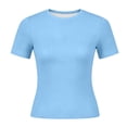 thumbnail image 4 of Womens Cotton T Shirts Basic Baby Tee Crop Tops Crewneck Slim Fit Short Sleeves Tee Summer Cute Clothes 2026, 4 of 5