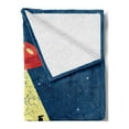 thumbnail image 2 of Outer Space Soft Flannel Fleece Throw Blanket, Distressed Graphic of an Alien Abduction of Human Science Fiction Image, Cozy Plush for Indoor and Outdoor Use, 70" x 90", Blue and Yellow, by Ambesonne, 2 of 5