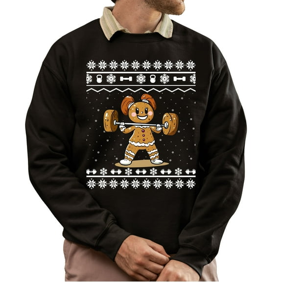 Christmas Sweatshirt, Gingerbread Lifter Christmas Sweatshirt, Funny Weightlifting Ugly Holiday Jumper, Festive Gym Lover Gift for Men & Women