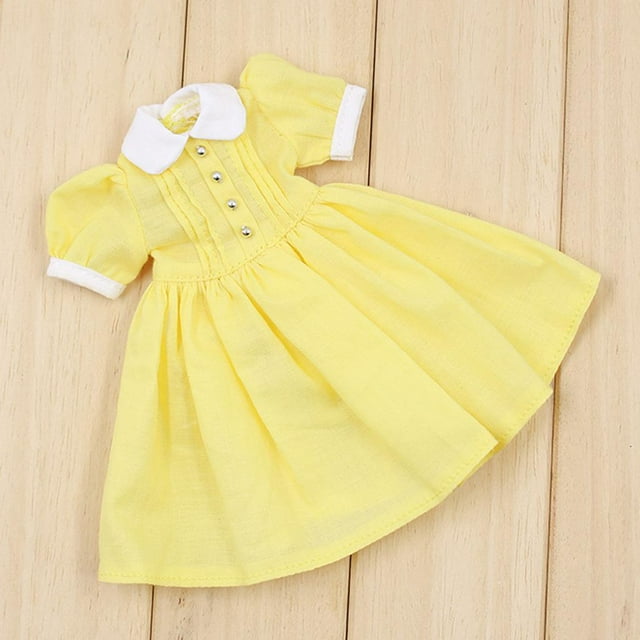 Ropa de muñeca Hugo Vestido de muñeca amarillo