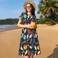 thumbnail image 4 of Goofa Bowling Ball Pattern Women Summer Short Sleeve Midi Dress with Pockets Casual Aline Flowy Tshirt Dress Vocation Beach Sundress, 4 of 6