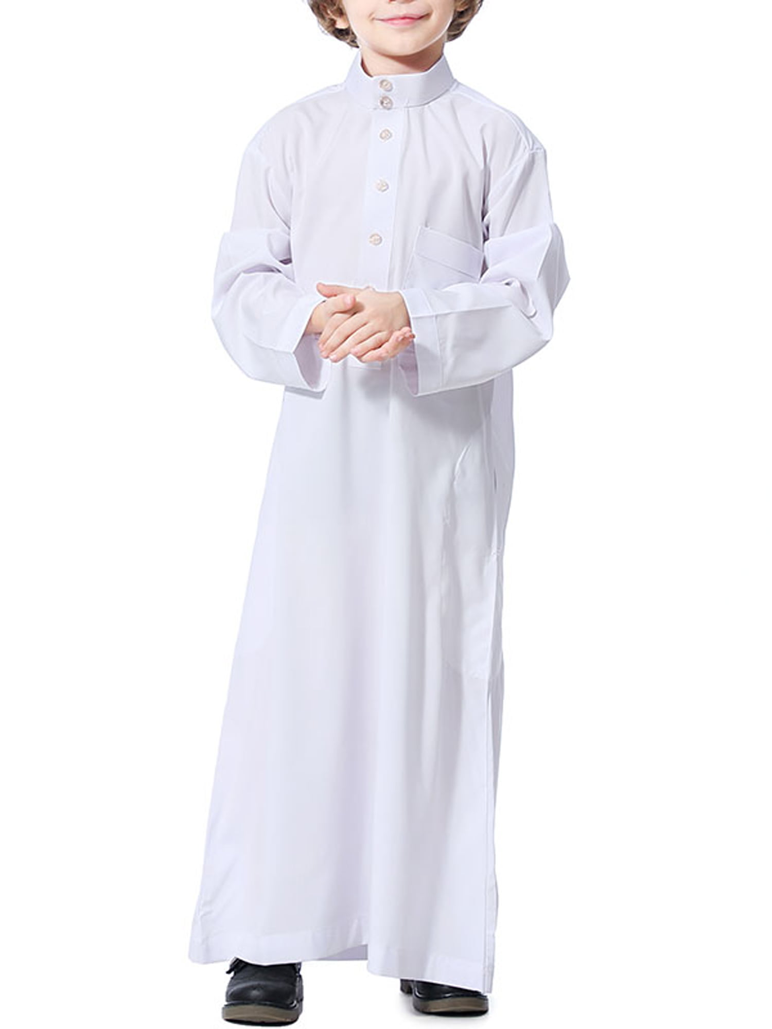 Teenager Muslim Boys Kaftan Arab Islamic Jubba Long Sleeve Robe Maxi ...