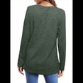 thumbnail image 4 of Camisas de Larga para Mujer, Blusas Holgadas de Cuello Redondo, Elegantes, Informales, para Otoño e Invierno. Verde XXL, 4 of 5