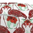 thumbnail image 2 of Flamingo Pouf Cover with Zipper, Bird with Floral Abstract Ornaments Hand Drawn Lilies, Soft Decorative Fabric Unstuffed Case, 30" W X 17.3" L, Red Coral Sea Green, by Ambesonne, 2 of 3