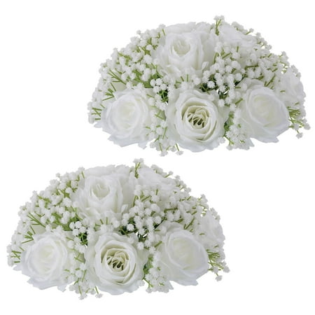 NUPTIO Fake Flowers Ball Wedding Centerpieces：2 Pcs White Flower Baby Breath Wedding Flower Arrangement Home Decor
