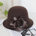 thumbnail image 2 of Dyfzdhu Women Autumn Winter Flowers Round Top Casual Fisherman Bucket Cap Small Bowler Hat, 2 of 3