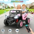 thumbnail image 3 of Funcid 24 Volt Ride on toys, 2-Seater Ride on Cars with Remote Control, 400W Electric Car for Kids, Ride on UTV w/ Bluetooth, MP3, Seat Belts, Volume Adjustment, Suspension, Pink, 3 of 8