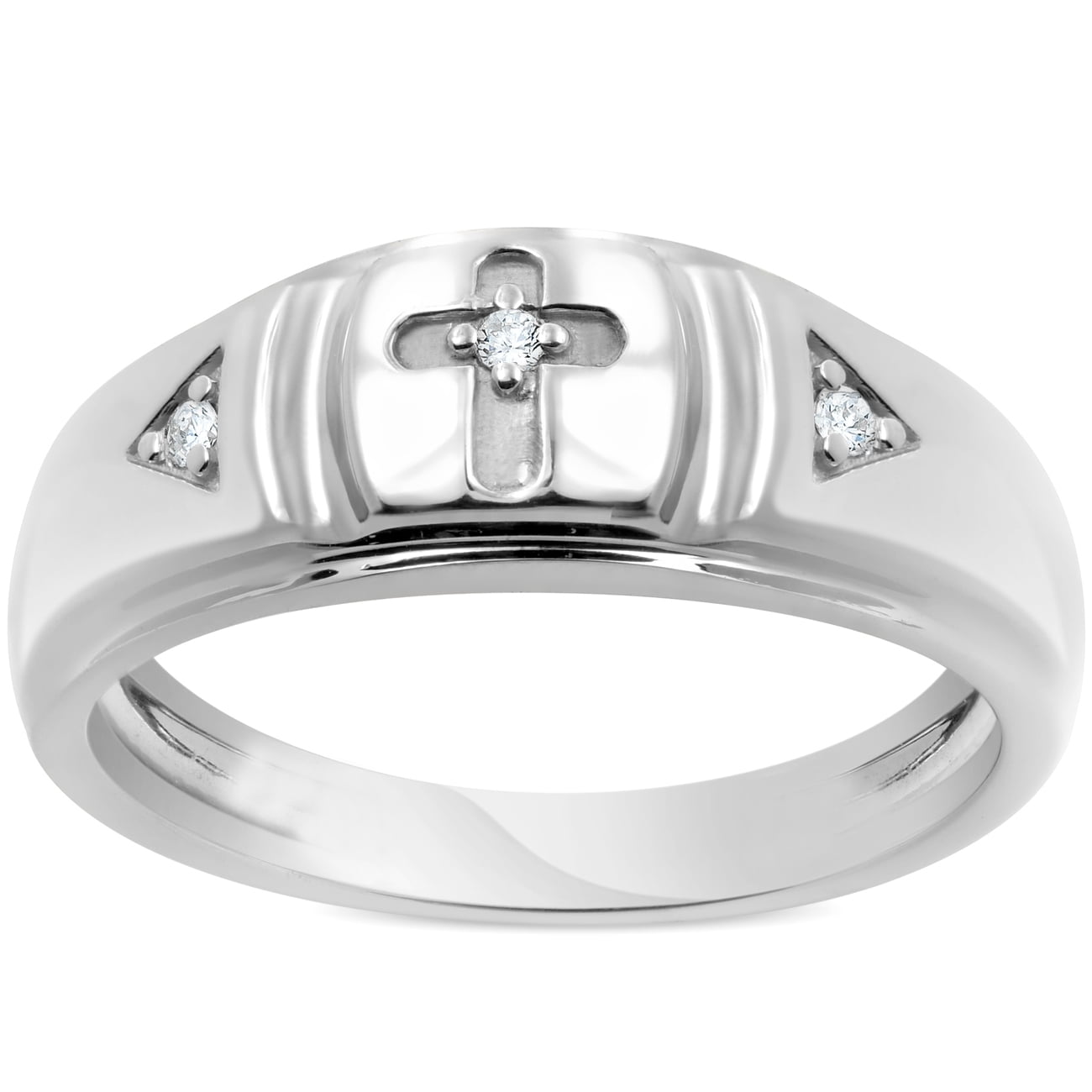 Mens Diamond Cross Wedding Ring 10k White Gold - Walmart.com