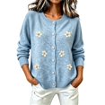 thumbnail image 2 of WCJM Women's Cardigan Sweaters Long Sleeve Button Front Crewneck Knit Casual Winter Outwear (Sky Blue,3XL), 2 of 5