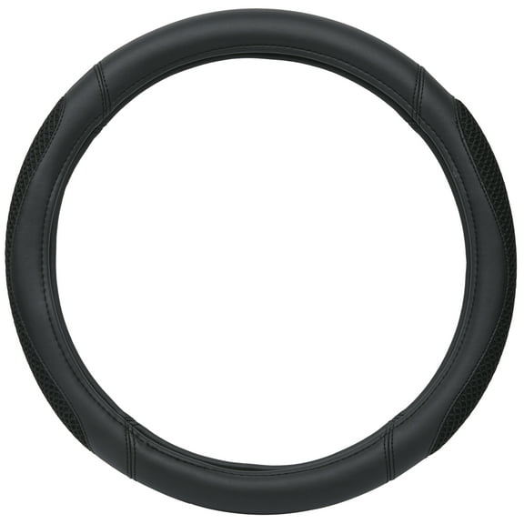 Auto Drive Black 3D Mesh, Universal Fit Steering Wheel Cover, PU leather