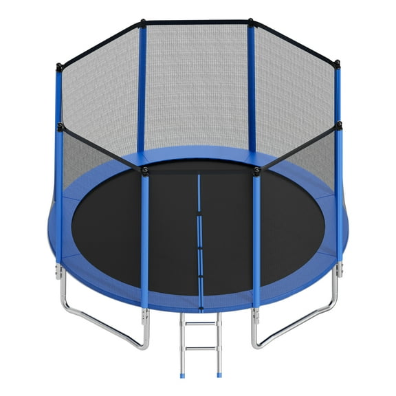 KFFKFF 14FT Outdoor Trampoline with Safety Enclosure, ASTM Certified, Durable Design, 450 lbs Weight Limit, Rust-Resistant Recreational Trampoline for Backyard Fun