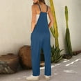 thumbnail image 6 of Levmjia Women Jumpsuit Casual V Neck Wide Leg Romper Summer Cotton Comfortable Plus Size Work Office Holiday Travel Lounge Sleeveless Elastic Waist Pocket Solid Color Outfit, 6 of 7
