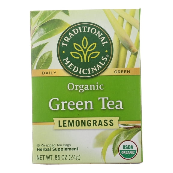 Traditional Medicinals Organic Green Tea Lemongrass 16 Tea Bags Pack of 3