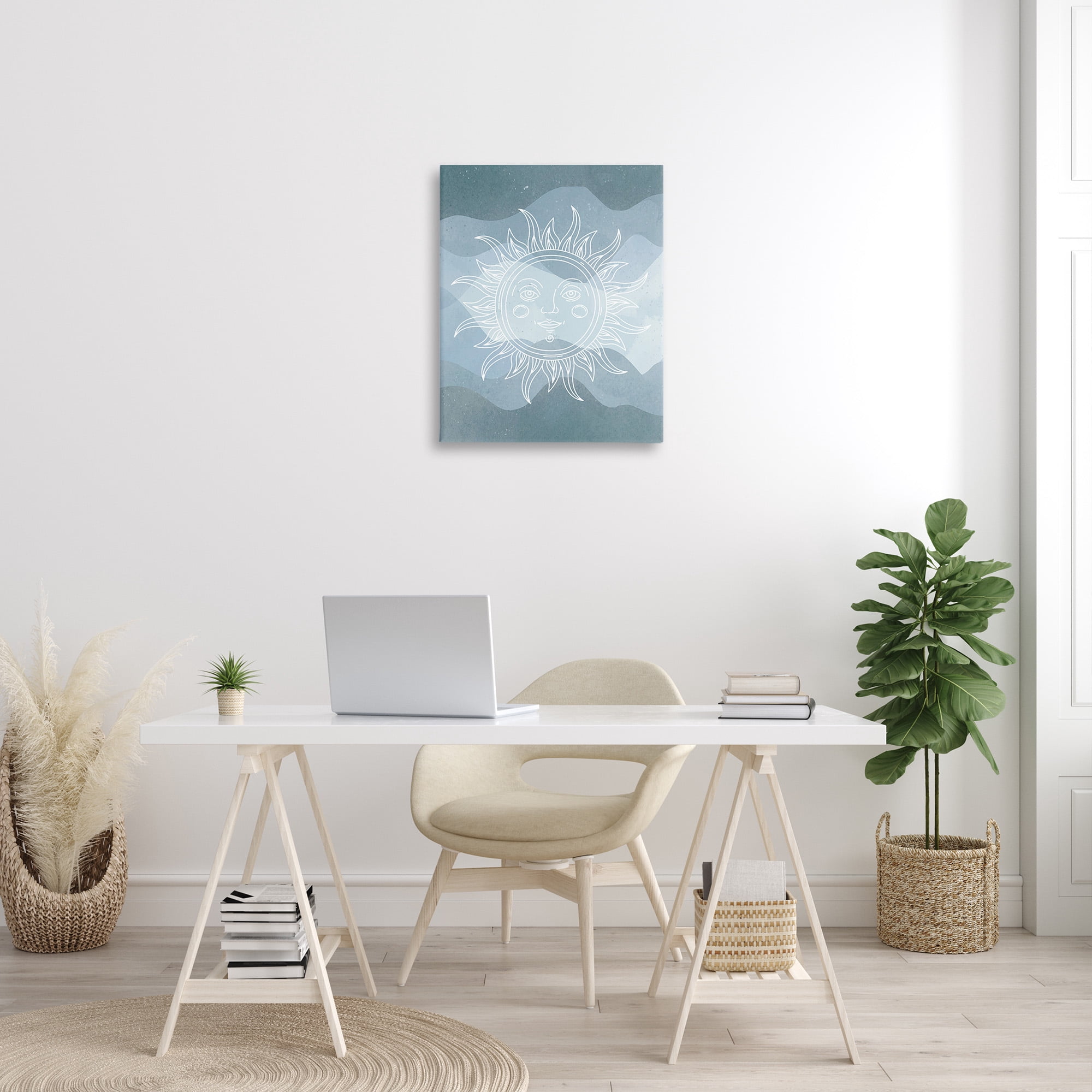 Stupell Industries Blue Astral Sun Landscape Painting Gallery Wrapped Canvas Art Print Wall Art, 24 x 30